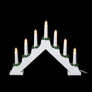 39cm White Wooden LED Christmas Candle Bridge