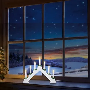 39cm White Wooden LED Christmas Candle Bridge - image 2
