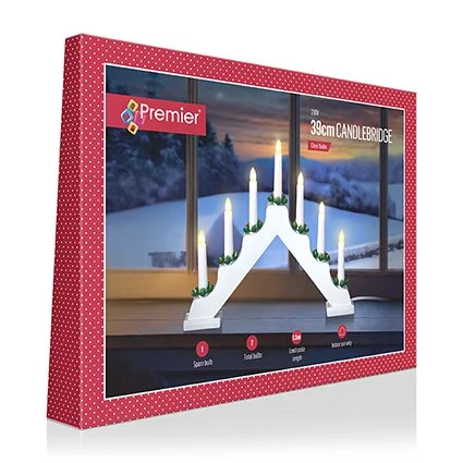 39cm White Wooden LED Christmas Candle Bridge - image 3