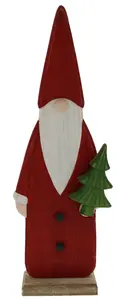 39cm Wooden Red Santa with Tree