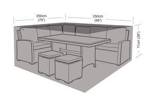 4–6 Seater Rectangular Corner Dining Set Cover – Waterproof Black