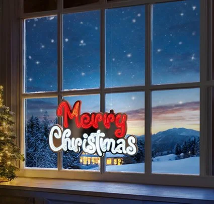40cm Merry Christmas Red & White Infinity Mirror Sign - image 2