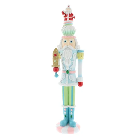 40cm Pastel Resin Nutcracker with Santa on Head