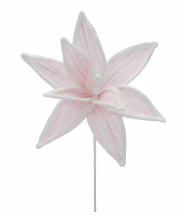 40cm pink/white stripe poinsettia stem