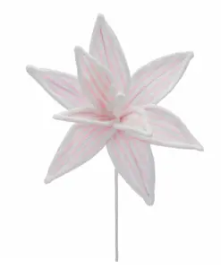 40cm pink/white stripe poinsettia stem