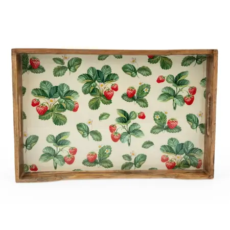 45X30cm Rectangular Tray Mango Wood Strawberry - image 1