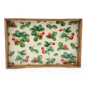 45X30cm Rectangular Tray Mango Wood Strawberry - image 1