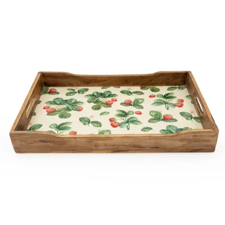 45X30cm Rectangular Tray Mango Wood Strawberry - image 2