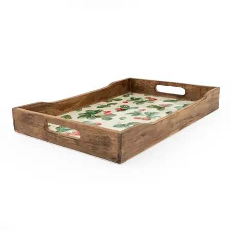45X30cm Rectangular Tray Mango Wood Strawberry - image 3