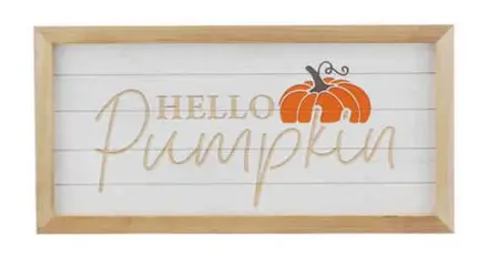 46cm HELLO PUMPKIN with Pumpkin Design Wooden Sign