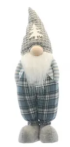 46cm standing gonk with beard wearing grey hat