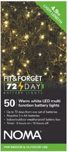 50 Fit & Forget Warm White Multifunction String Lights