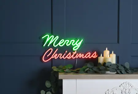50cm lit green/red neon flex MERRY CHRISTMAS