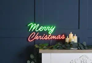50cm lit green/red neon flex MERRY CHRISTMAS