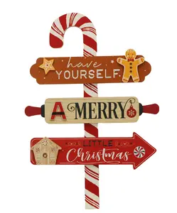 50cm Wooden Candy Cane/Gingerbread Sign Post