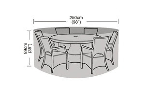 6–8 Seater Round Patio Dining Set Cover – Waterproof Black