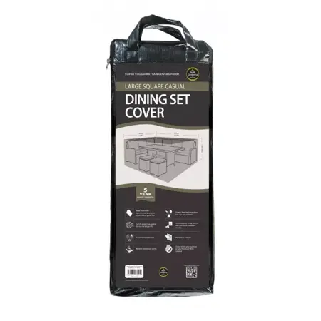6–8 Seater Square Corner Dining Set Cover – Waterproof Black (Large) - image 2