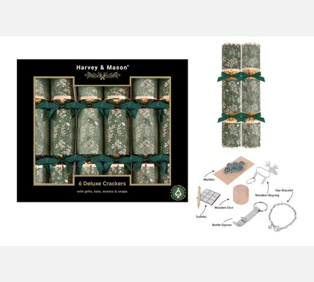 6 Deluxe Green Foilage Crackers