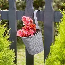6" Fence & Balcony Hanging Pot - Aztec - Slate