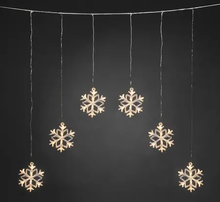 6 Warm White LED Snowflake Curtain Lights - image 1