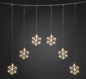 6 Warm White LED Snowflake Curtain Lights