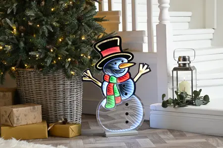 60cm Infinity Standing Snowman with Wooden Base