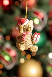 6cm Polyresin Brown Bear Holding Parcel - image 2