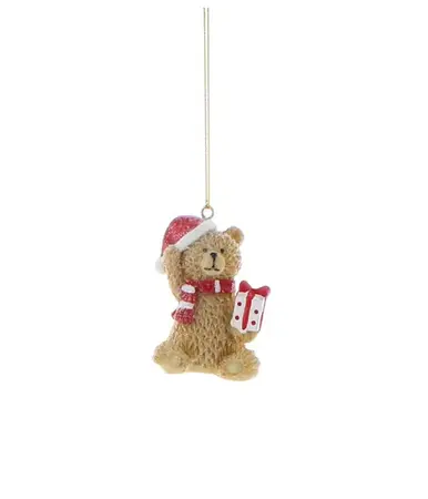 6cm Polyresin Brown Bear Holding Parcel - image 1