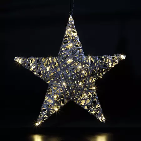 70Cm Star Grey Rattan 70 Leds