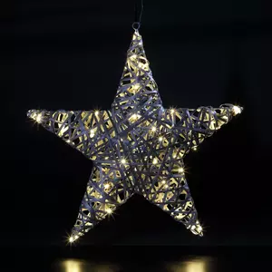 70Cm Star Grey Rattan 70 Leds