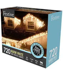 720 snowing icicle lights - warm white - 4 way - image 1