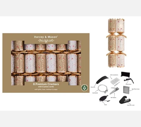 8 Premium Gold Foilage Crackers