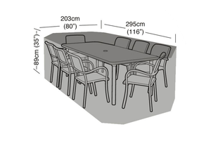 8 Seater Rectangular Patio Dining Set Cover – Waterproof Black