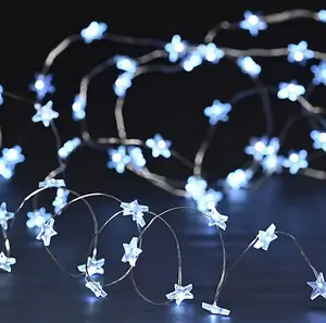 80 LED Cool White Star Fairy Lights – Battery Operated