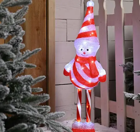 80cm Light-Up Candy Stripe Snowman