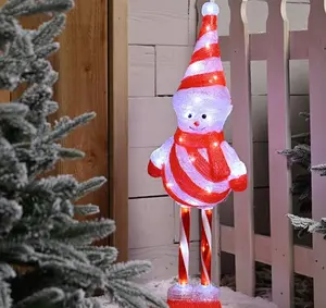 80cm Light-Up Candy Stripe Snowman