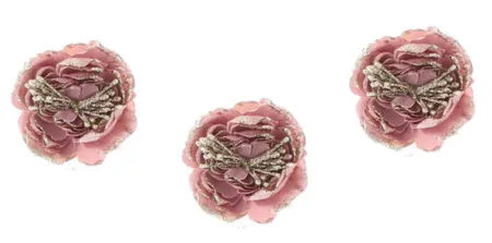 8cm Blush Pink Clip on Flower with Gold Beads - image 1