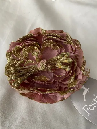 8cm Blush Pink Clip on Flower with Gold Beads - image 2