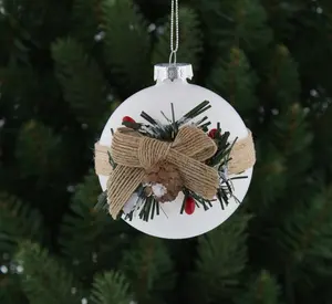 8cm White Ball with Foliage Decoration