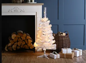 90cm Pre-Lit White Tabletop Artificial Christmas Tree