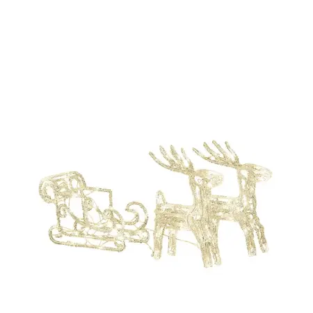 Acrylic reindeers+sledge, 42cm, 96 warm  white LED, IP20 tr. - image 1