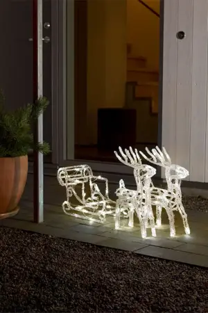 Acrylic reindeers+sledge, 42cm, 96 warm  white LED, IP20 tr. - image 3