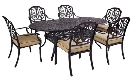 Amalfi 6 Seat Oval Dining Set with Parasol & Base - image 2