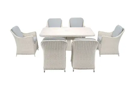 Antigua 6 Seat Dining Set w Parasol