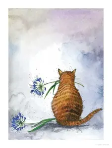 Art02 Cat & Agapanthus Art Print