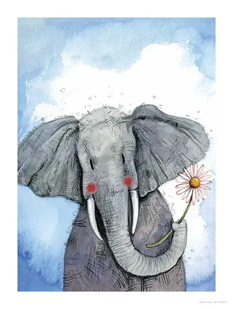 Art09 Elephant & Daisy Art Print
