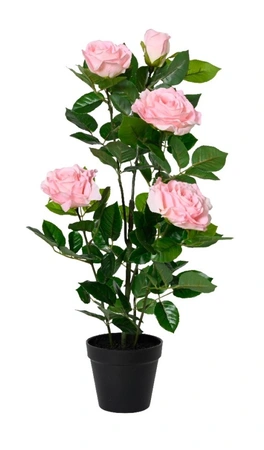 Artificial Pink Rose Plant in Black Pot 58cm
