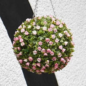 Artificial Topiary Pink Rose Topiary Ball 30cm - image 2