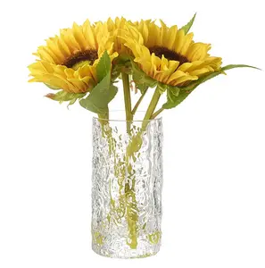 Artificial Yellow Sunflower Arrangement in Glass Vase