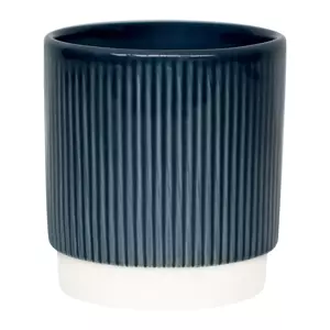 Athens Reactive Glaze Ribbed Planter Blue H11.5Cm D11.5Cm